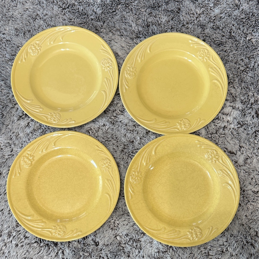 Lenox Poppies Rainbow Yellow Set of 4 Salad Lunch Plates 8.4" Chinastone Flowers